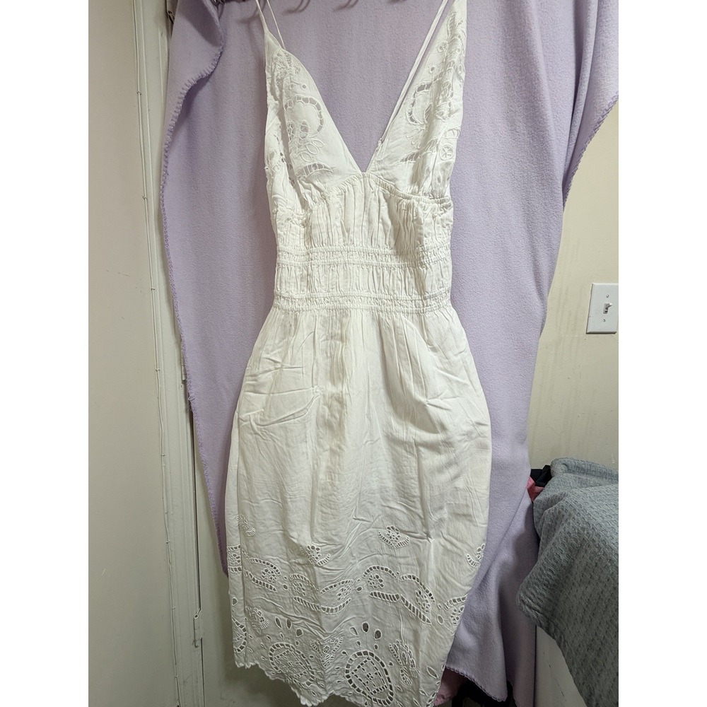 NWT Future Collective Womens XXL Cream Eyelet Maxi A-Line Dress Boho Summer Beac